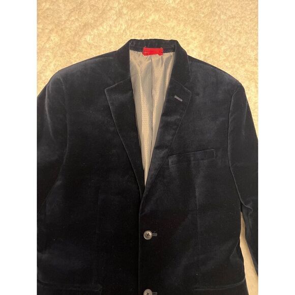 Alfani Men's Slim Fit Solid Velvet Sport Coat Blazer Navy Blue *see measurements - Picture 2 of 5